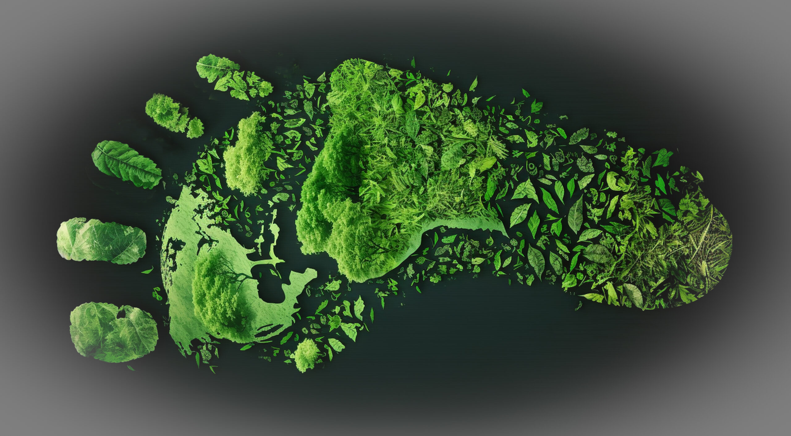 Ecological footprint as a symbol of environmental care and a green future. Generative AI,